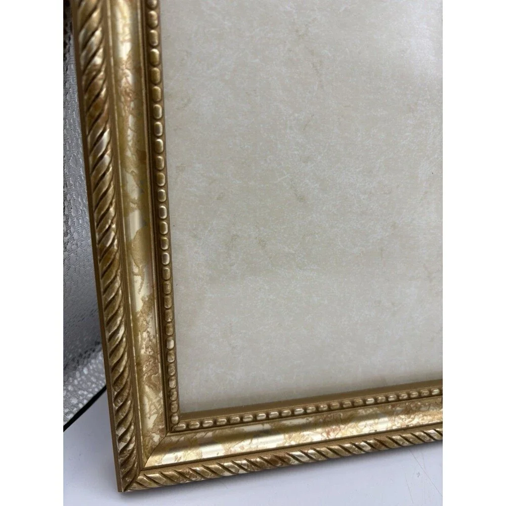 Vintage Gold Tone 8x10 Picture Frame Ornate Beaded Marbled Wall Decor Frame